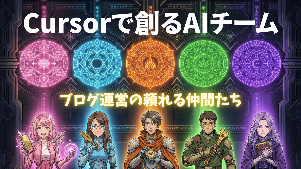 Cursorで創るAIチーム。AIチームメンバー5名のイラスト。